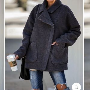 Teddy Coat in charcoal NWT